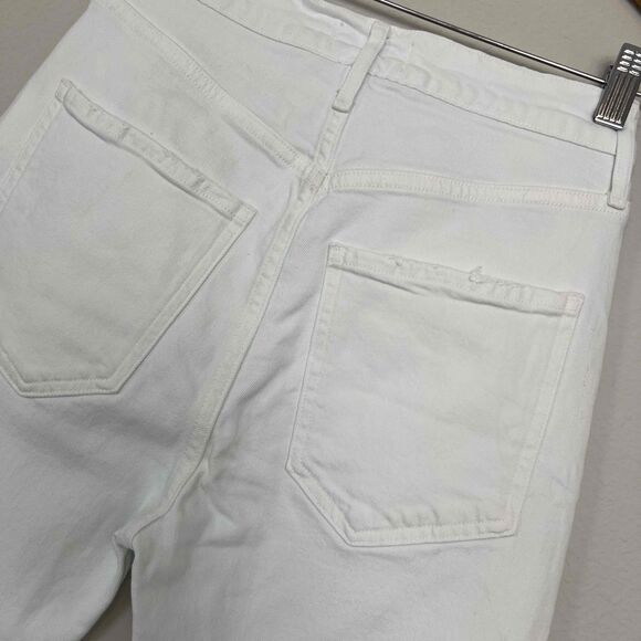 Agolde Size 25 Riley High Rise Straight Leg Jeans White Wash Button Fly - Picture 9 of 12